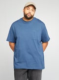 T-shirt met korte mouwen ent borstzakje BLAUW - Kiabi