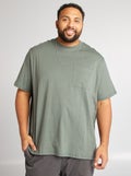 T-shirt met korte mouwen ent borstzakje GROEN - Kiabi