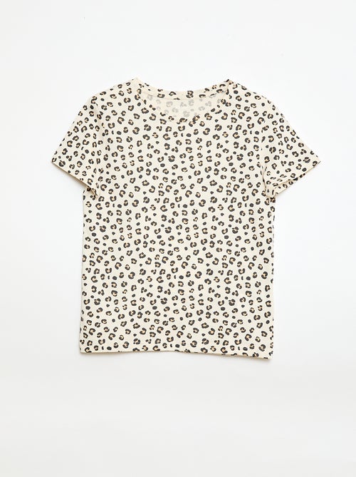 T-shirt met korte mouwen met luipaardprint - Kiabi