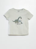 T-shirt met korte mouwen met print BLAUW - Kiabi