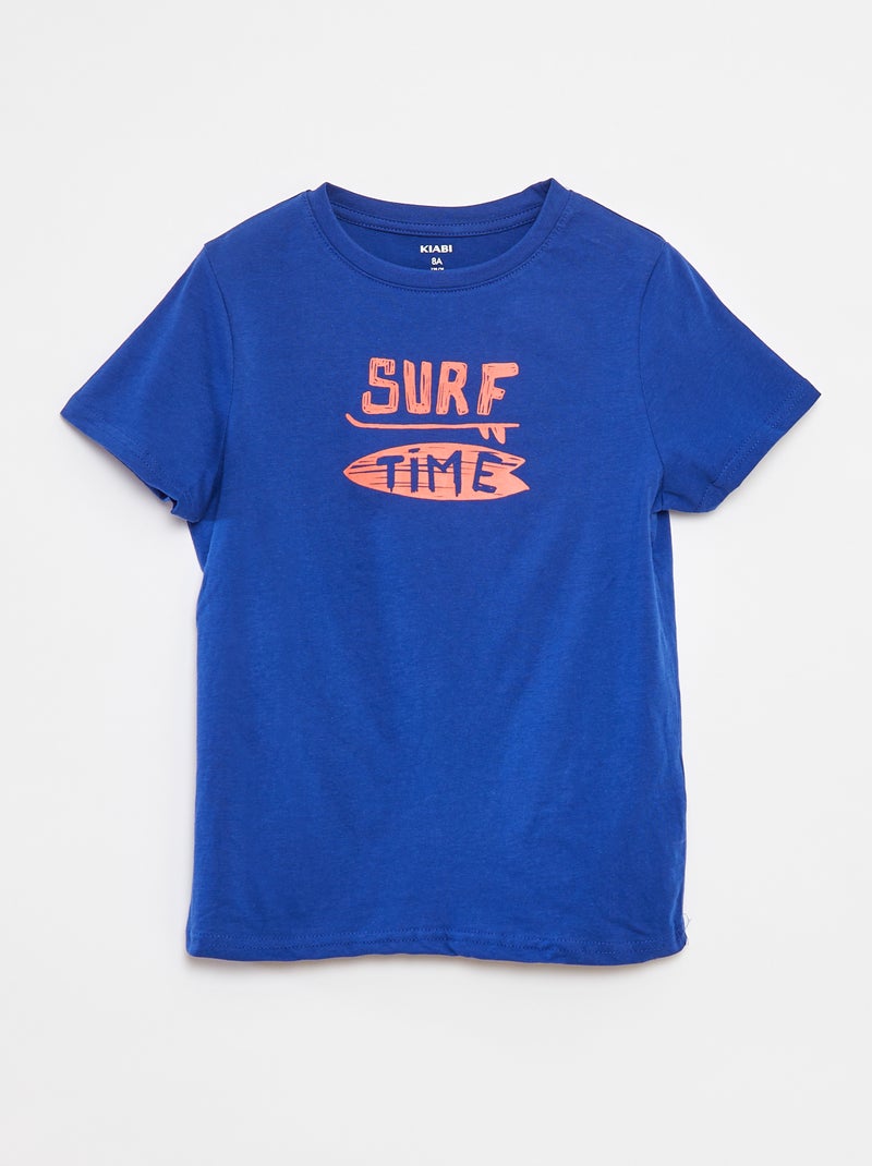 T-shirt met korte mouwen met print Blauw - Kiabi