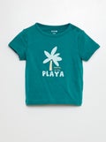T-shirt met korte mouwen met print GROEN - Kiabi