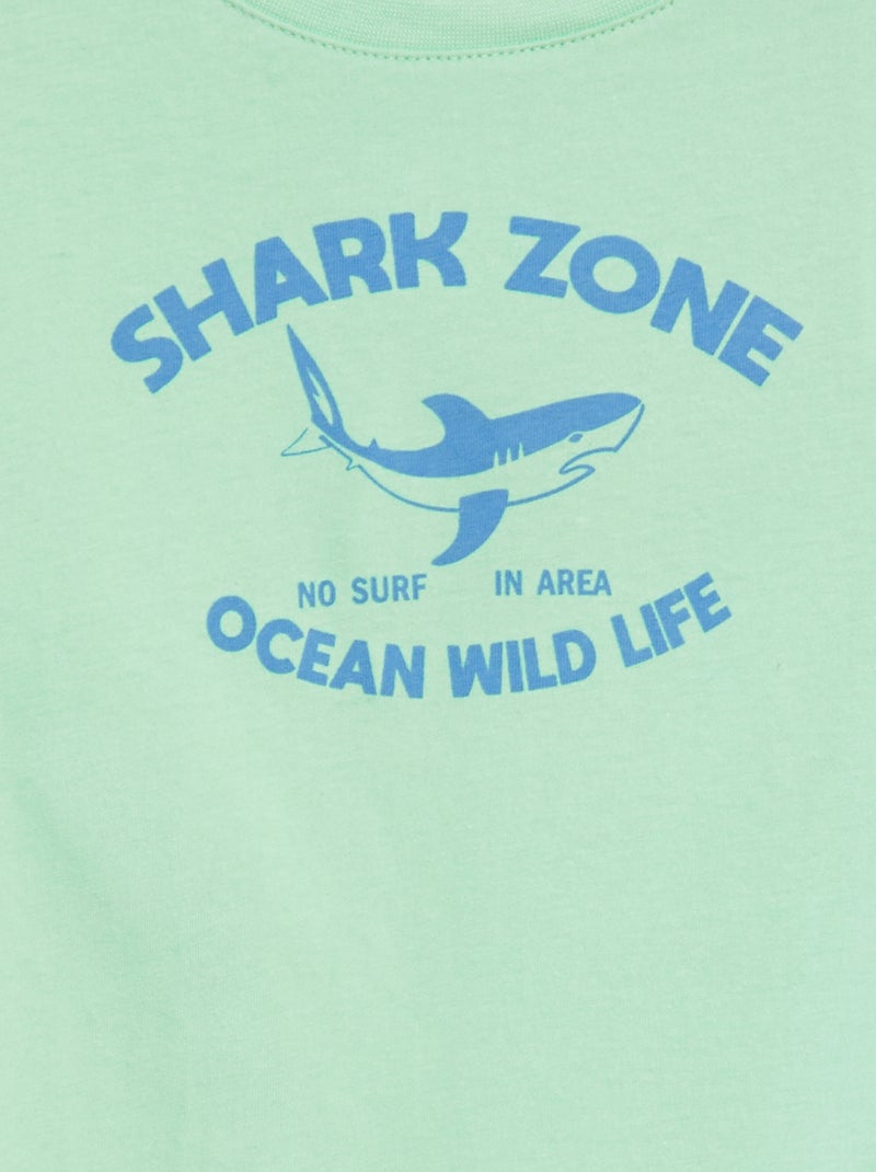 T-shirt met korte mouwen met print GROEN - Kiabi