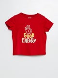 T-shirt met korte mouwen met print ROOD - Kiabi