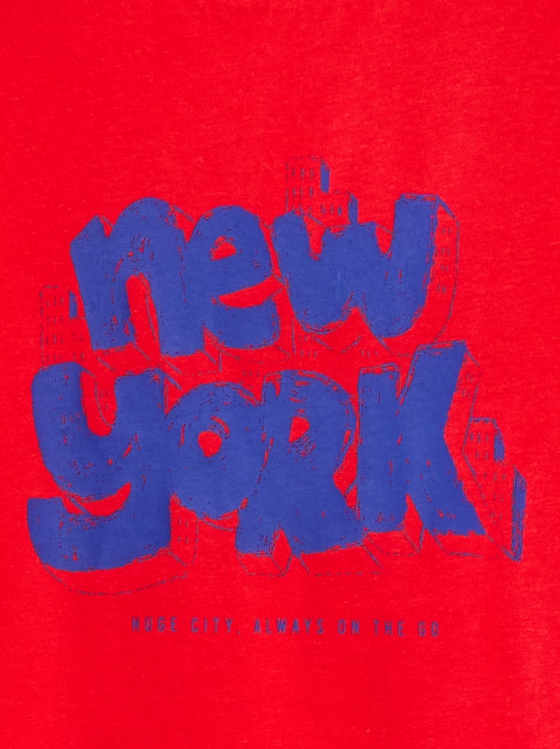 T-shirt met korte mouwen met print ROOD - Kiabi