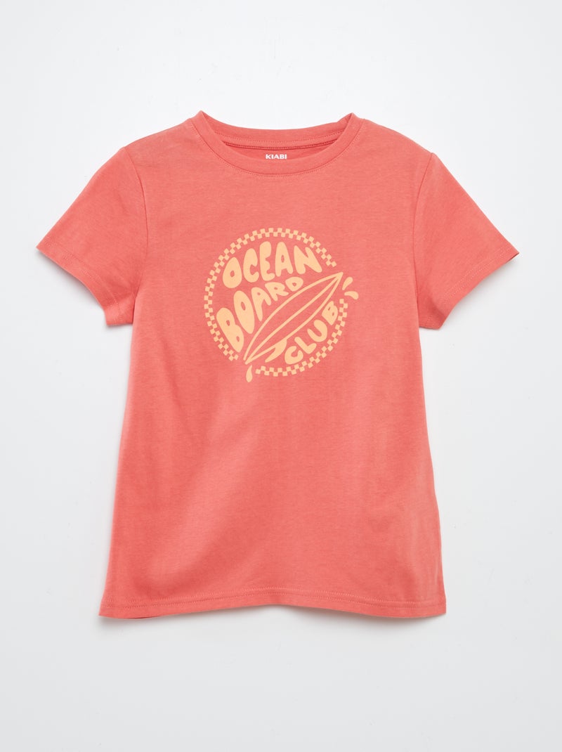 T-shirt met korte mouwen met print ROOD - Kiabi