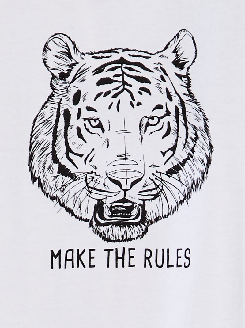 T-shirt met korte mouwen met print WIT - Kiabi