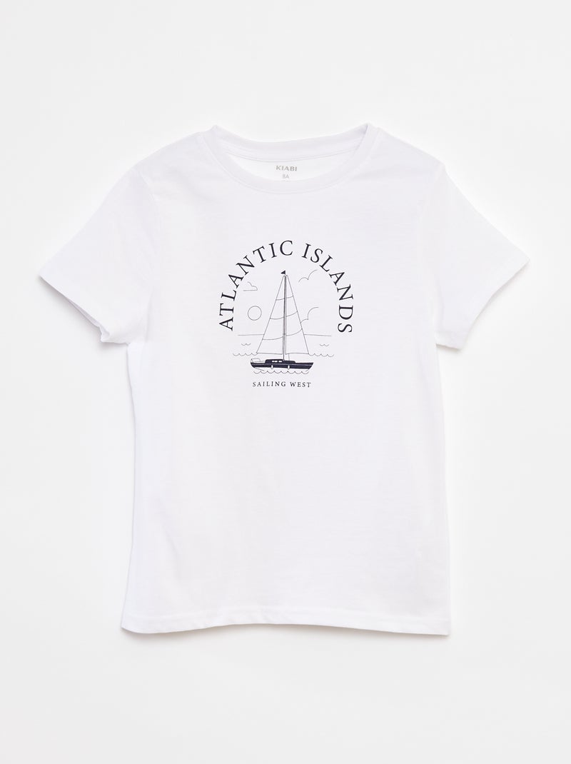 T-shirt met korte mouwen met print Wit - Kiabi