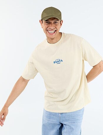 T-shirt met korte mouwen met prints en borduursels op voor- en achterkant
