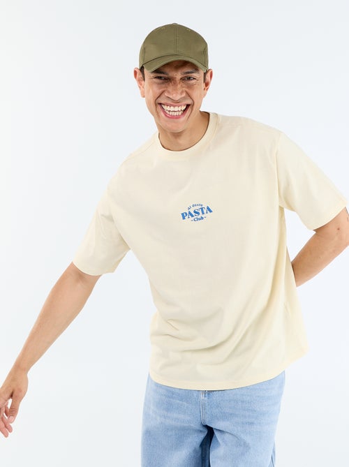 T-shirt met korte mouwen met prints en borduursels op voor- en achterkant - Kiabi