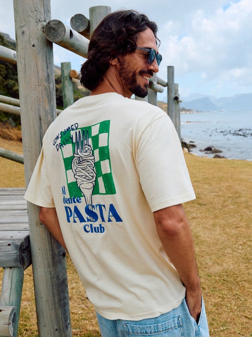 T-shirt met korte mouwen met prints en borduursels op voor- en achterkant - Kiabi