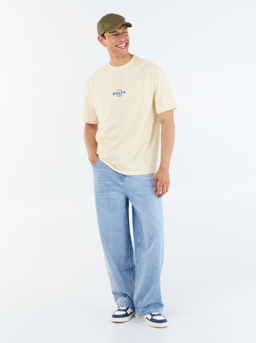 T-shirt met korte mouwen met prints en borduursels op voor- en achterkant - Kiabi