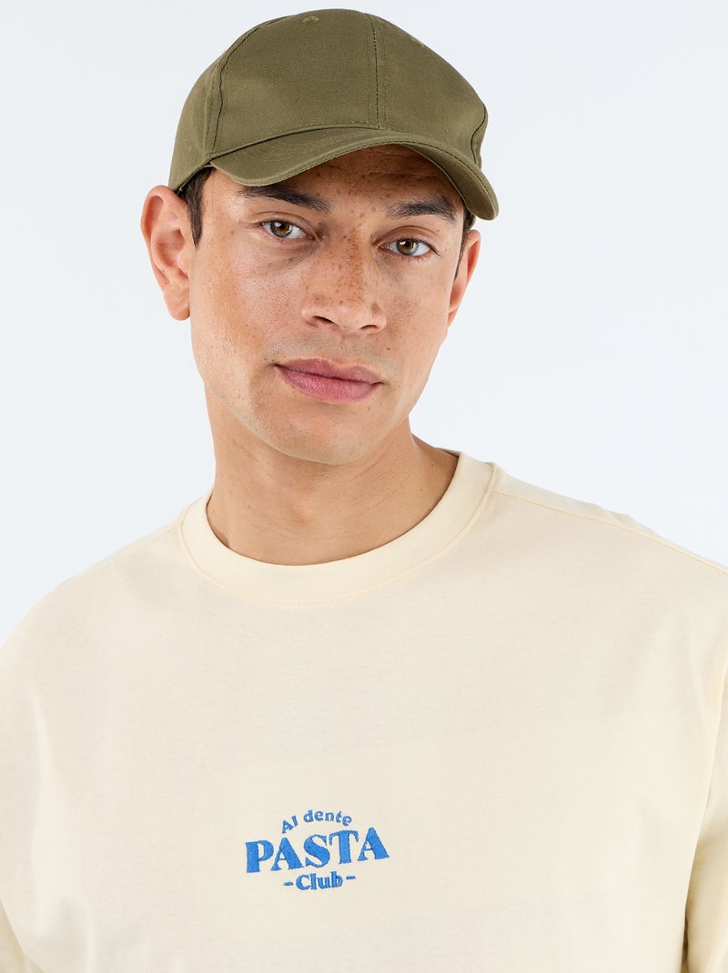 T-shirt met korte mouwen met prints en borduursels op voor- en achterkant Geel - Kiabi