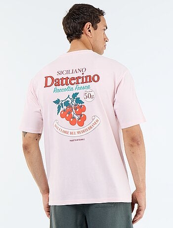 T-shirt met korte mouwen met prints en borduursels op voor- en achterkant