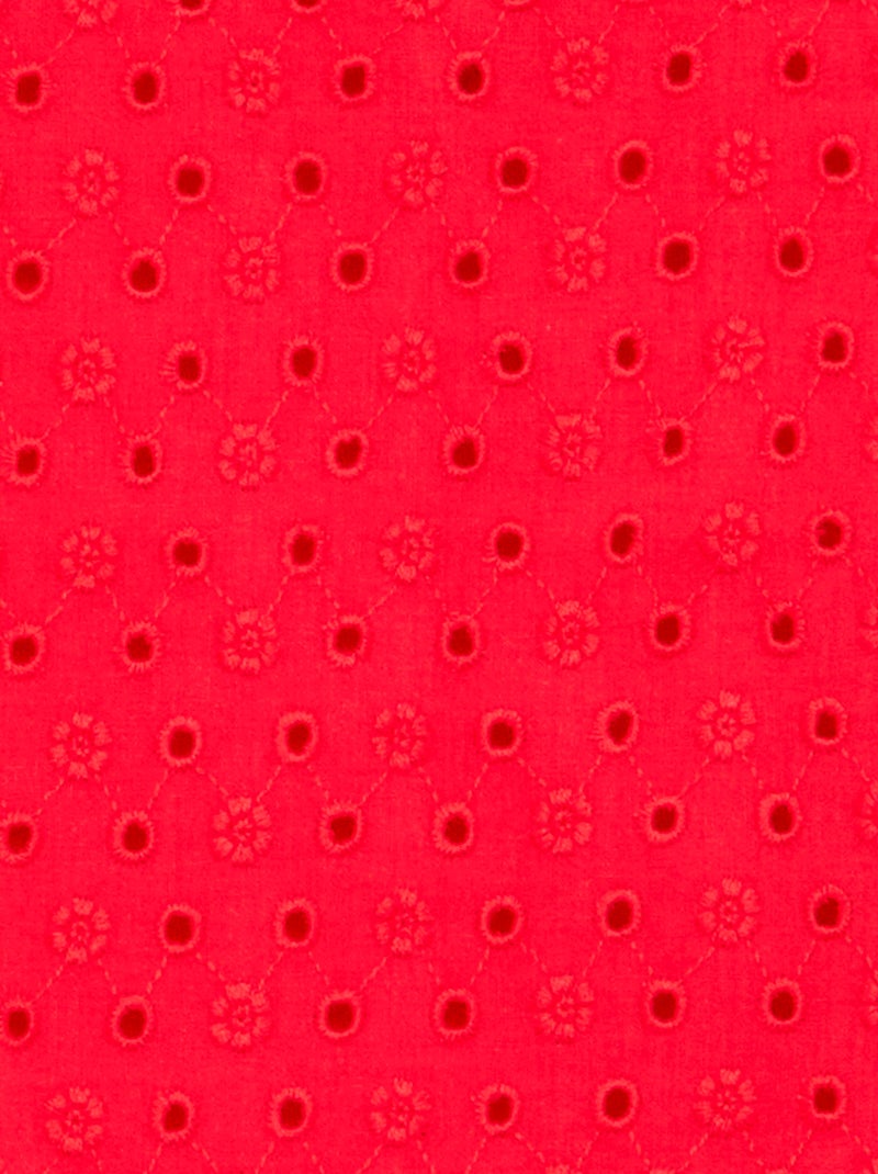 T-shirt met korte mouwen met ruches en Engels borduurwerk Rood - Kiabi