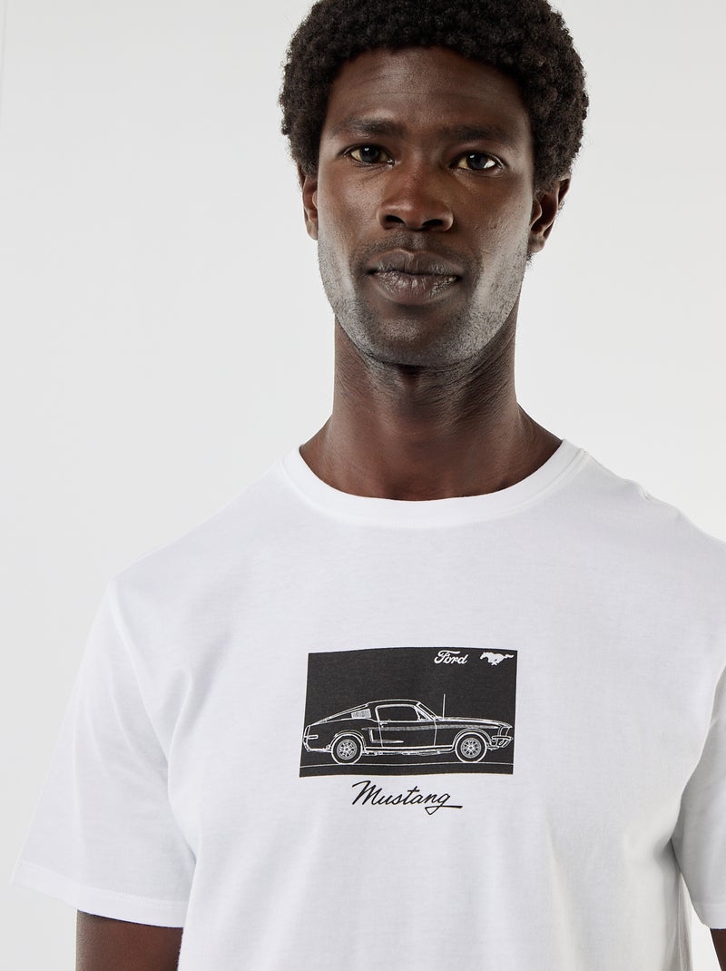 T-shirt met korte mouwen 'Mustang' Wit - Kiabi