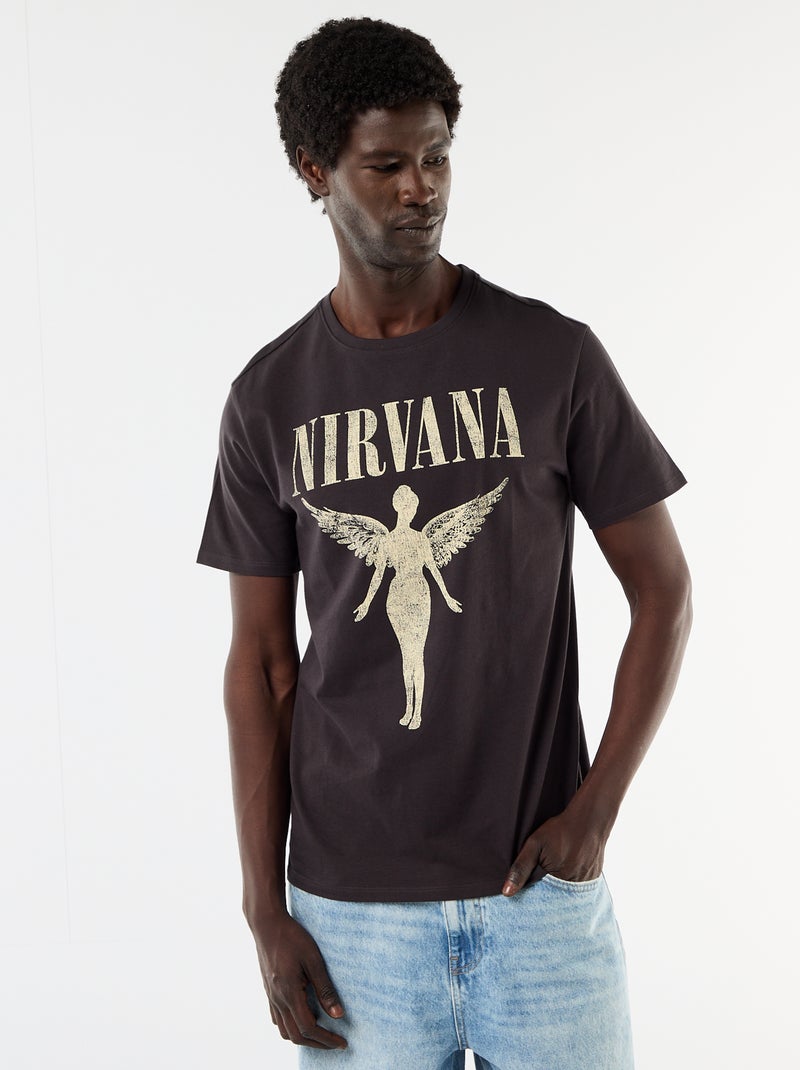 T-shirt met korte mouwen 'Nirvana' Zwart - Kiabi