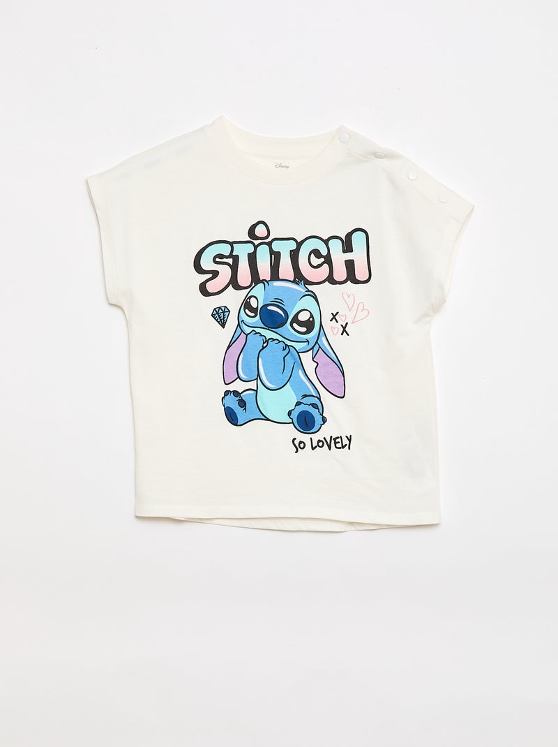 T-shirt met korte mouwen 'Stitch' - Gemakkelijk aan te trekken collectie Wit - Kiabi