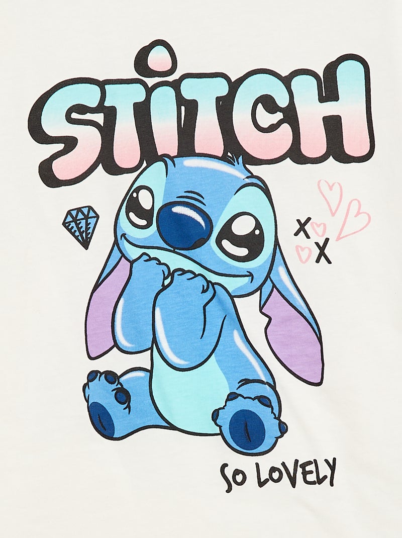 T-shirt met korte mouwen 'Stitch' - Gemakkelijk aan te trekken collectie Wit - Kiabi