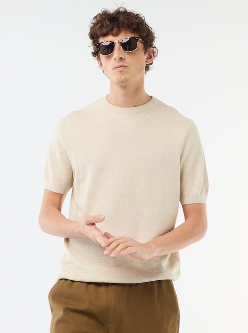 T-shirt met korte mouwen van fantasie materiaal - Kiabi