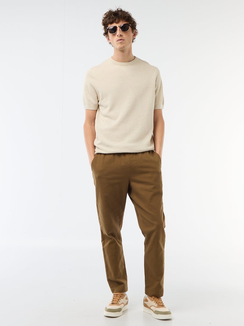 T-shirt met korte mouwen van fantasie materiaal Biege - Kiabi