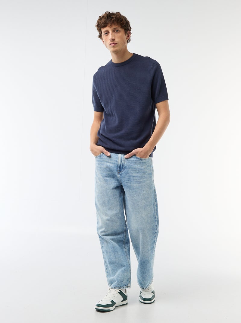 T-shirt met korte mouwen van fantasie materiaal Blauw - Kiabi