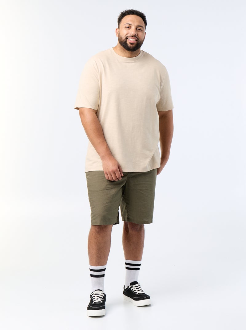 T-shirt met korte mouwen van jerseytricot met fantasiepatroon Biege - Kiabi