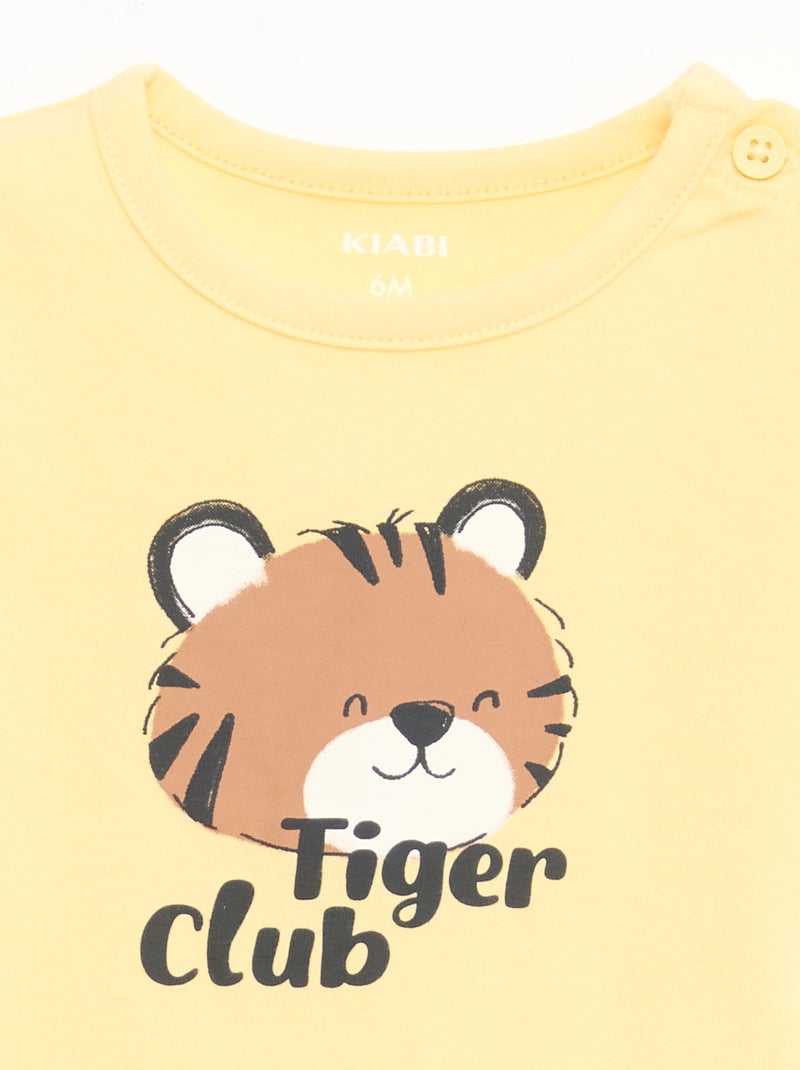 T-shirt met korte mouwen van katoenen jerseytricot Geel - Kiabi