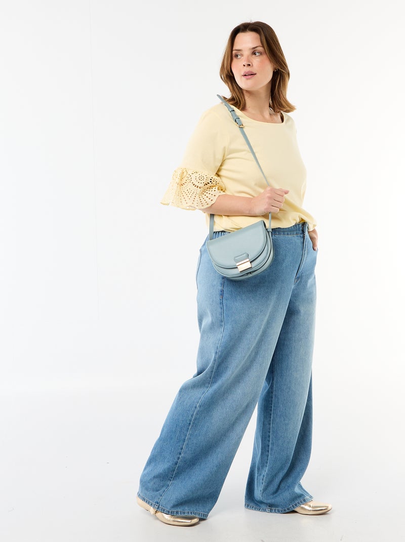 T-shirt met korte mouwen van macramé Geel - Kiabi