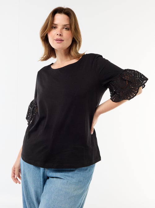 T-shirt met korte mouwen van macramé - Kiabi