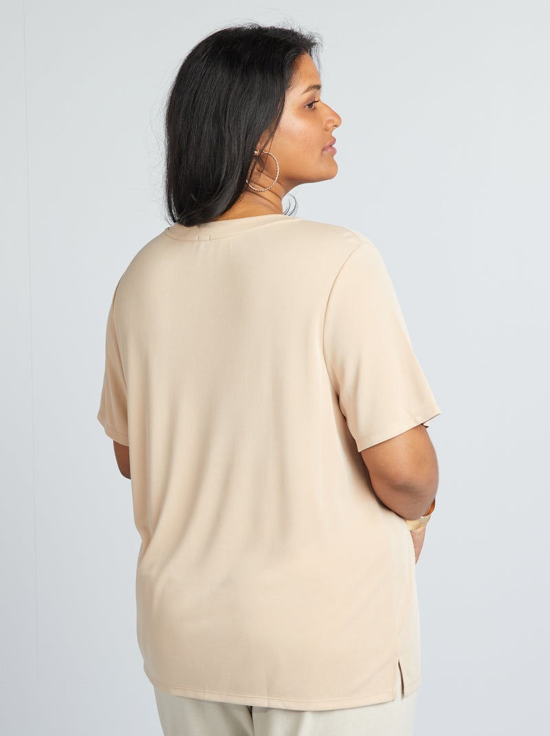 T-shirt met korte mouwen van stretchstof BIEGE - Kiabi