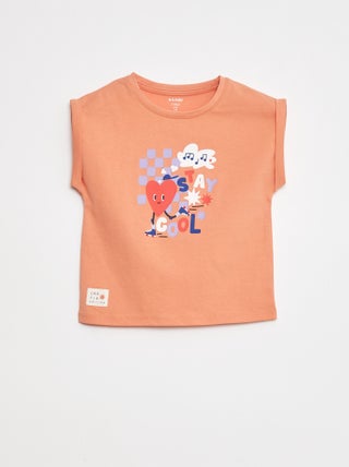 T-shirt met korte mouwinzetten met omslag - Grafik Edition