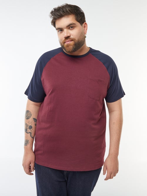 T-shirt met korte raglanmouwen en borstzakje - Kiabi