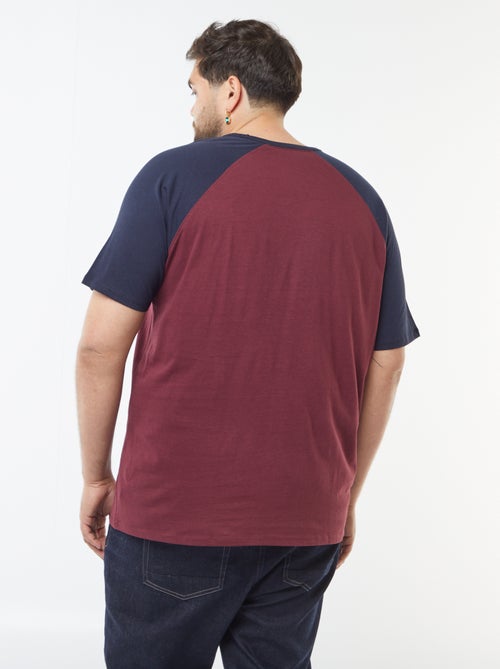 T-shirt met korte raglanmouwen en borstzakje - Kiabi