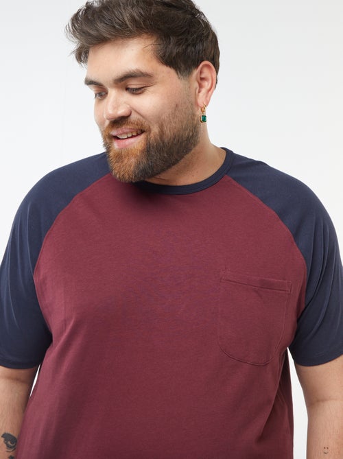 T-shirt met korte raglanmouwen en borstzakje - Kiabi