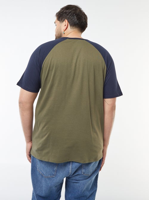 T-shirt met korte raglanmouwen en borstzakje - Kiabi