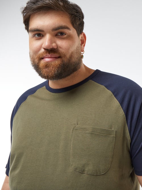 T-shirt met korte raglanmouwen en borstzakje - Kiabi