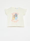 T-shirt met korte ruchemouwen 'Bluey' WIT - Kiabi