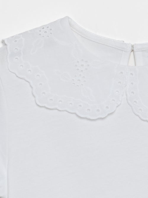 T-shirt met kraag van broderie anglaise - Kiabi