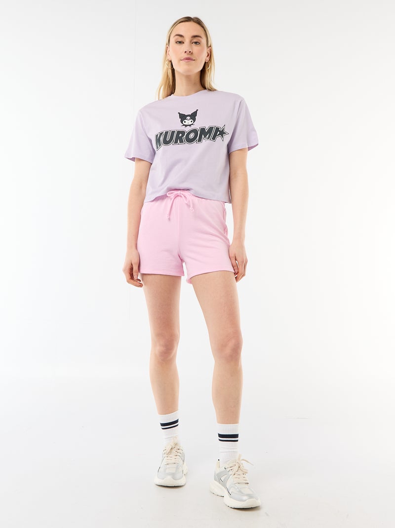 T-shirt met 'Kuromi'-print en korte mouwen Rose - Kiabi