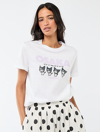T-shirt met 'Kuromi'-print en korte mouwen