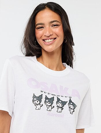 T-shirt met 'Kuromi'-print en korte mouwen