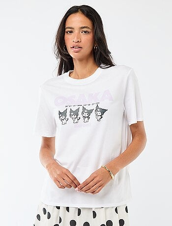 T-shirt met 'Kuromi'-print en korte mouwen