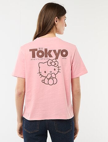 T-shirt met 'Kuromi' print, voor- en achterkant bedrukt