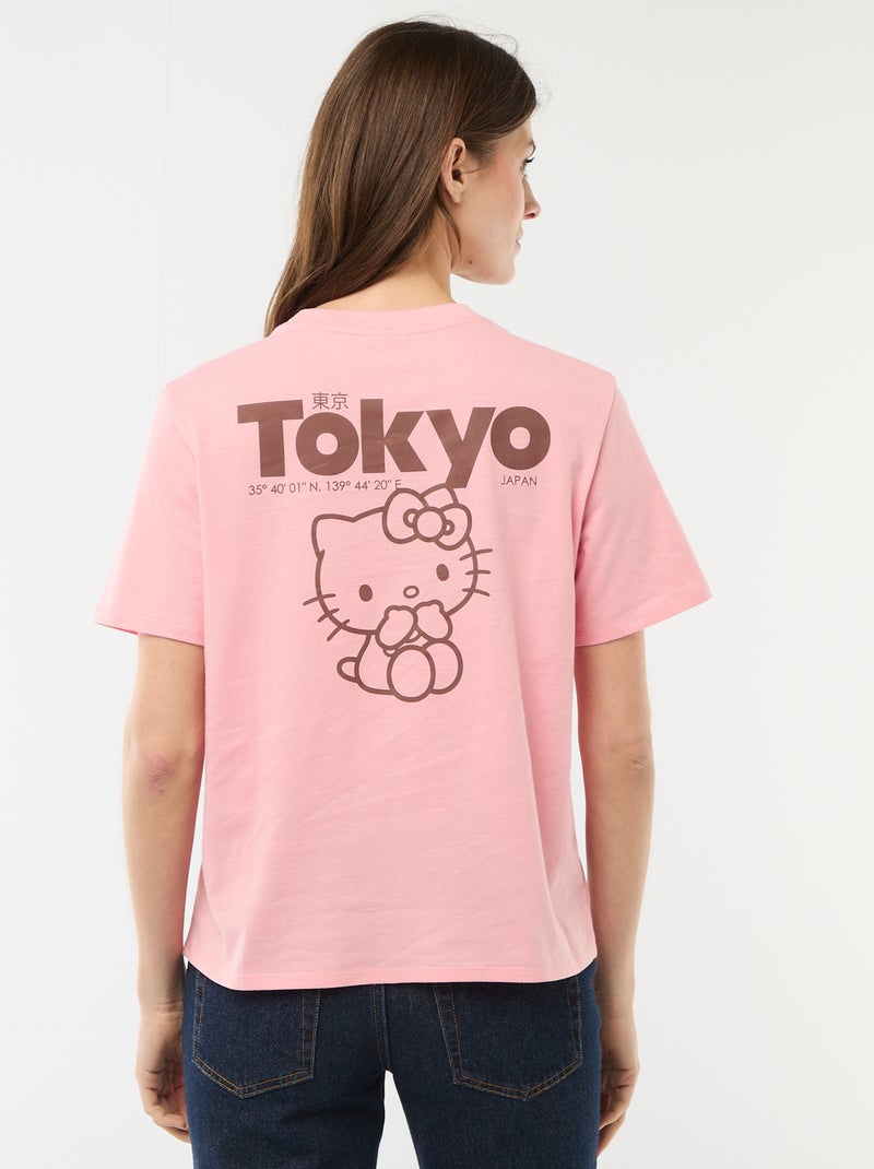 T-shirt met 'Kuromi' print, voor- en achterkant bedrukt Rose - Kiabi