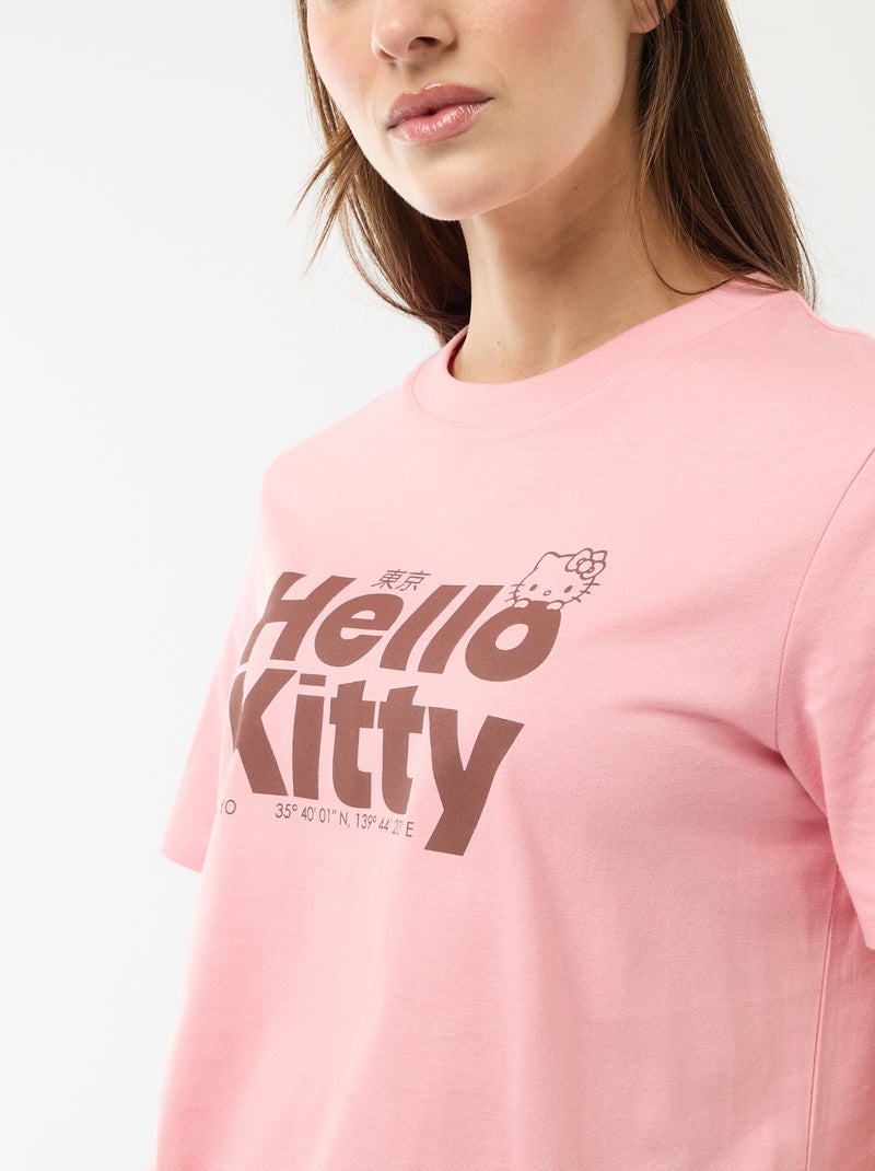 T-shirt met 'Kuromi' print, voor- en achterkant bedrukt Rose - Kiabi