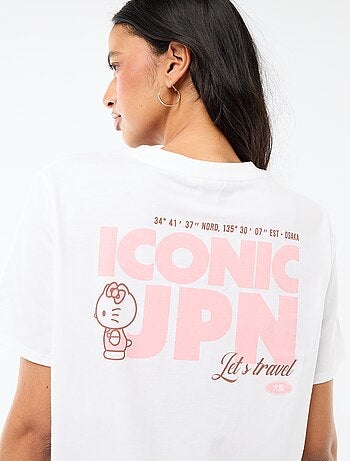 T-shirt met 'Kuromi' print, voor- en achterkant bedrukt