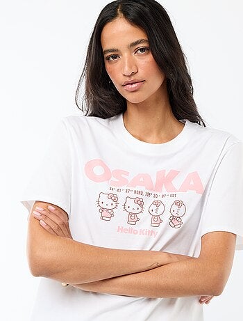 T-shirt met 'Kuromi' print, voor- en achterkant bedrukt