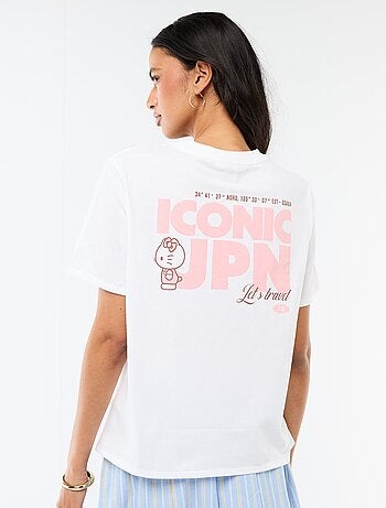 T-shirt met 'Kuromi' print, voor- en achterkant bedrukt