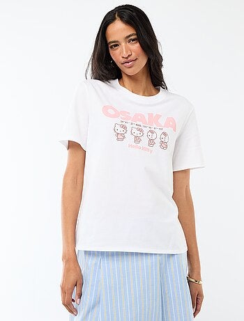 T-shirt met 'Kuromi' print, voor- en achterkant bedrukt
